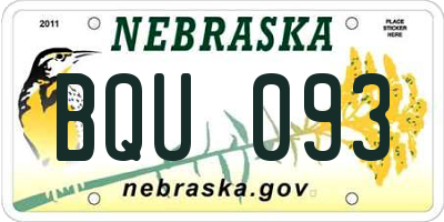 NE license plate BQU093