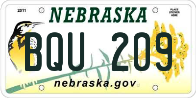 NE license plate BQU209