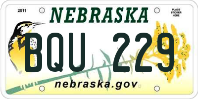 NE license plate BQU229
