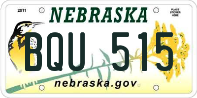 NE license plate BQU515
