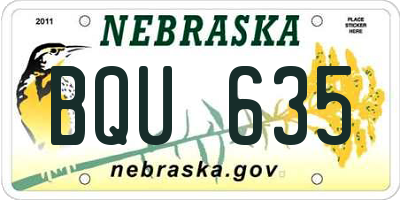 NE license plate BQU635