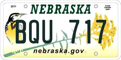 NE license plate BQU717