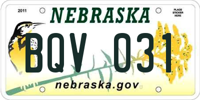 NE license plate BQV031