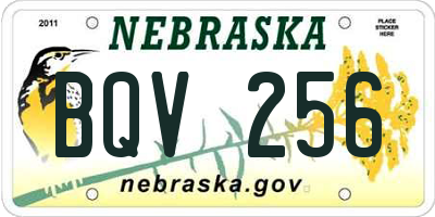 NE license plate BQV256