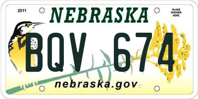 NE license plate BQV674