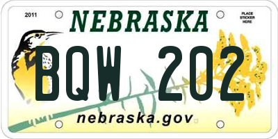 NE license plate BQW202