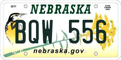 NE license plate BQW556
