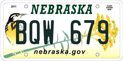 NE license plate BQW679