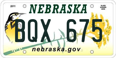 NE license plate BQX675