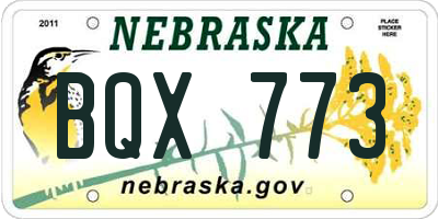 NE license plate BQX773
