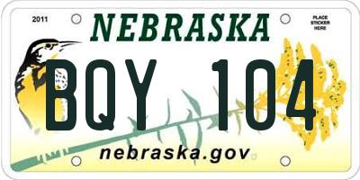 NE license plate BQY104