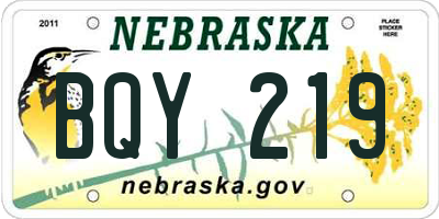 NE license plate BQY219