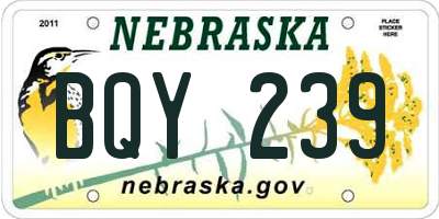 NE license plate BQY239
