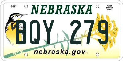 NE license plate BQY279