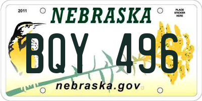 NE license plate BQY496
