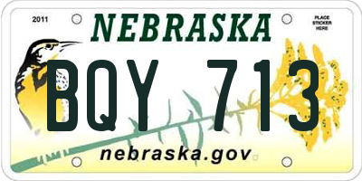 NE license plate BQY713