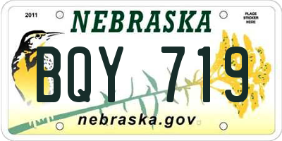 NE license plate BQY719