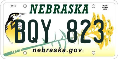 NE license plate BQY823
