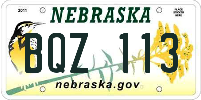 NE license plate BQZ113