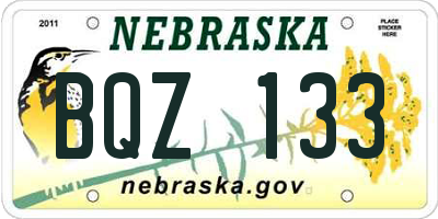 NE license plate BQZ133