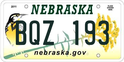 NE license plate BQZ193