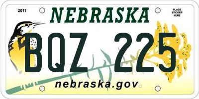 NE license plate BQZ225