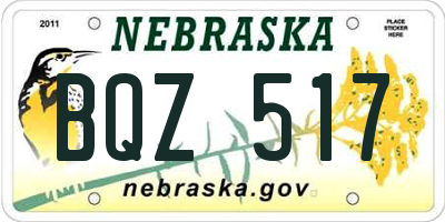 NE license plate BQZ517