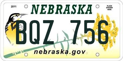 NE license plate BQZ756
