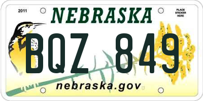 NE license plate BQZ849