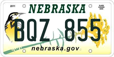 NE license plate BQZ855