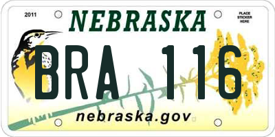 NE license plate BRA116