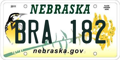 NE license plate BRA182
