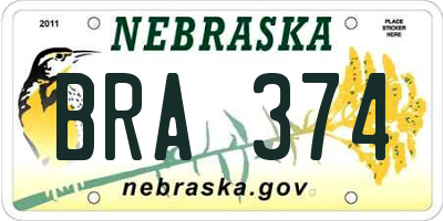 NE license plate BRA374