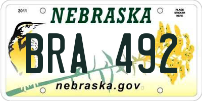 NE license plate BRA492
