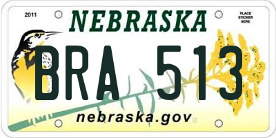 NE license plate BRA513