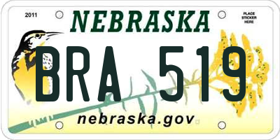 NE license plate BRA519