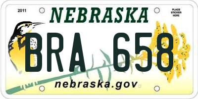 NE license plate BRA658