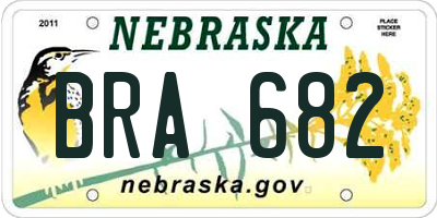NE license plate BRA682