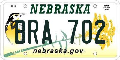NE license plate BRA702