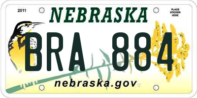 NE license plate BRA884