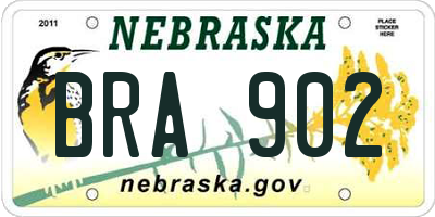 NE license plate BRA902