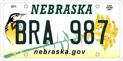 NE license plate BRA987