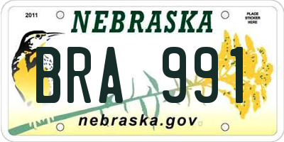 NE license plate BRA991