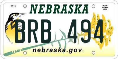 NE license plate BRB494