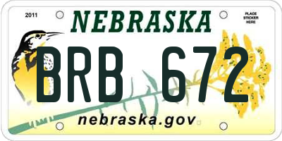NE license plate BRB672