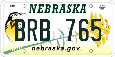 NE license plate BRB765