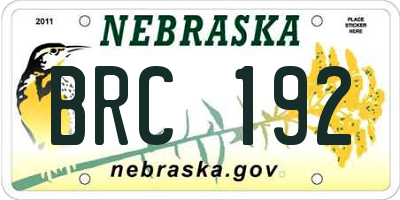 NE license plate BRC192