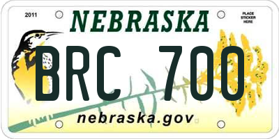 NE license plate BRC700