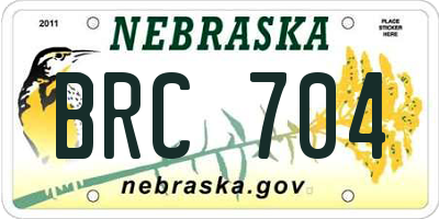 NE license plate BRC704