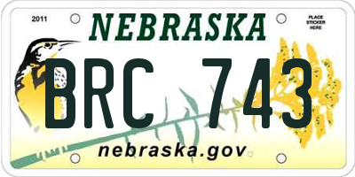 NE license plate BRC743
